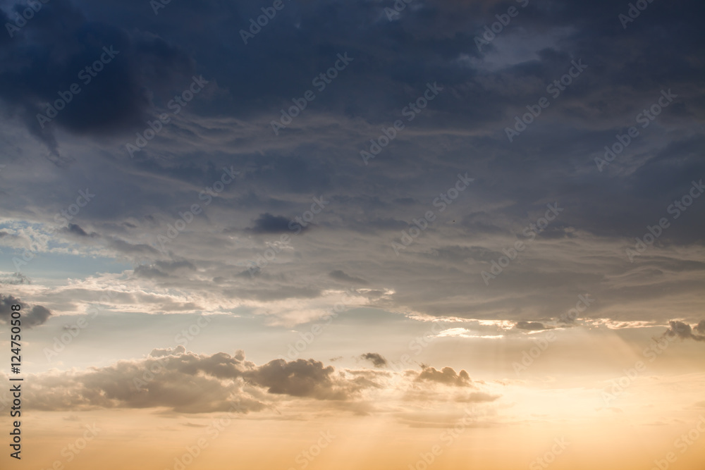 colorful dramatic sky with cloud at sunset