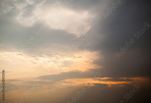 colorful dramatic sky with cloud at sunset