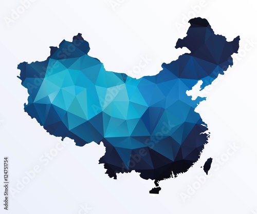 Fotografie, Obraz Polygonal map of China