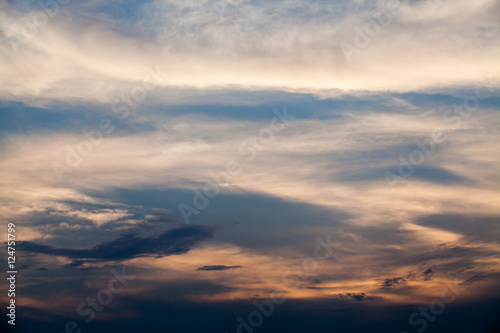 colorful dramatic sky with cloud at sunset