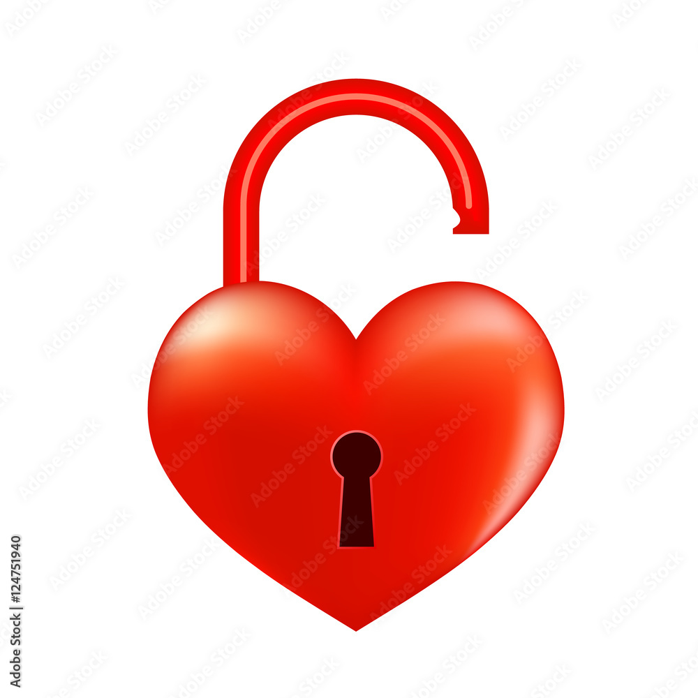 Unlock your heart conceptual illustration. Padlock heart shaped, isolated on white background. Unlock your heart conceptual illustration. Padlock heart shaped, isolated on white background.