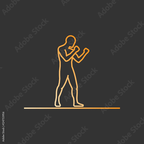Gold line boxing icon.