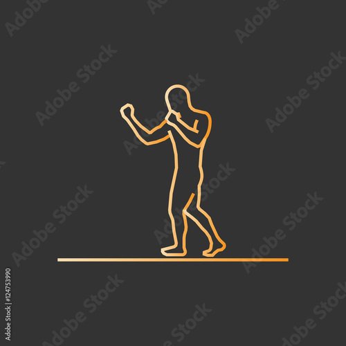 Gold line boxing icon.