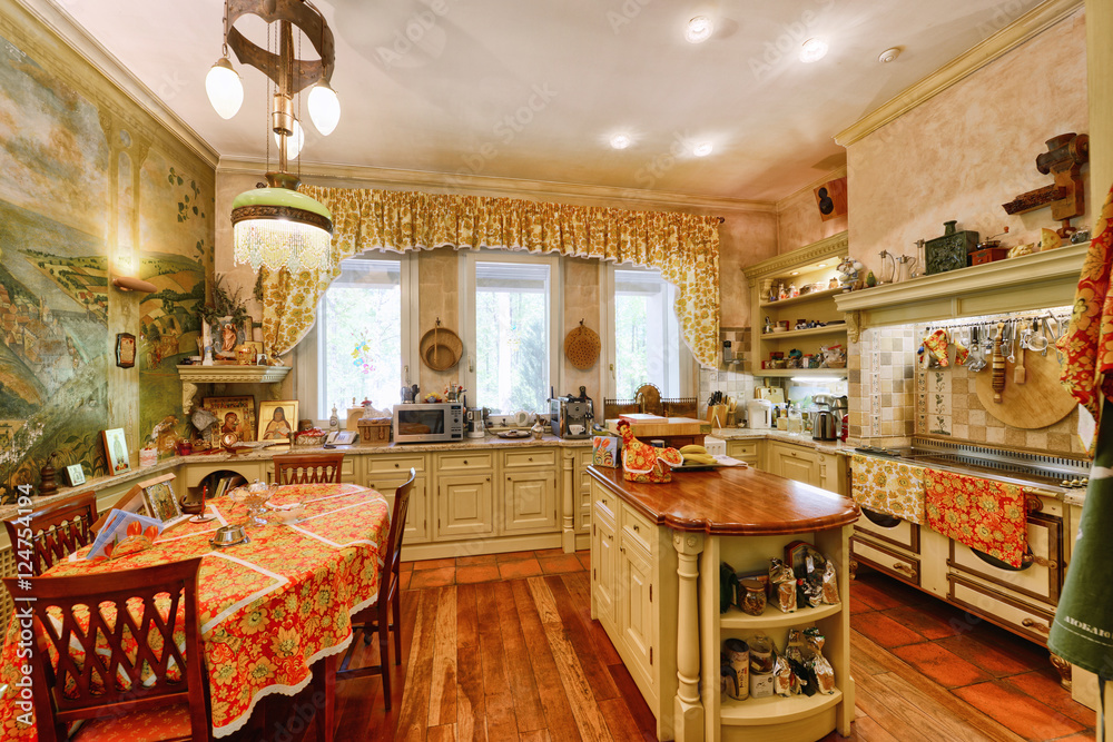 Russia,Moscow region -kitchen interior in luxury country house