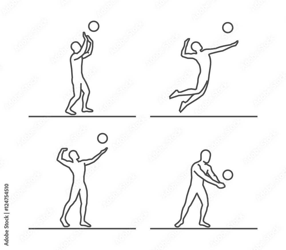 Line silhouettes of volleyball. Line silhouettes of volleyball.