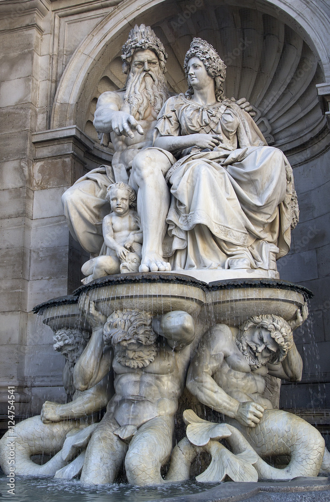  fountain in Vienna albrecht danubius and vindobona