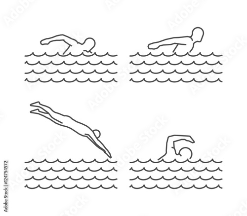 Line silhouettes of swim.