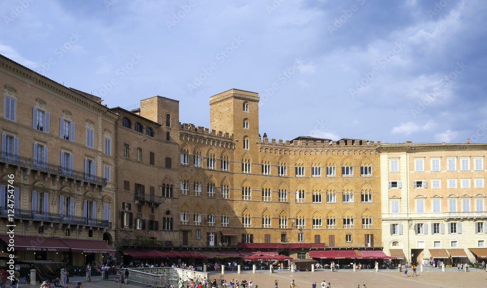 Siena, Piazza del Campo panorama. Color image