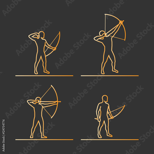 Gold silhouettes of archer.