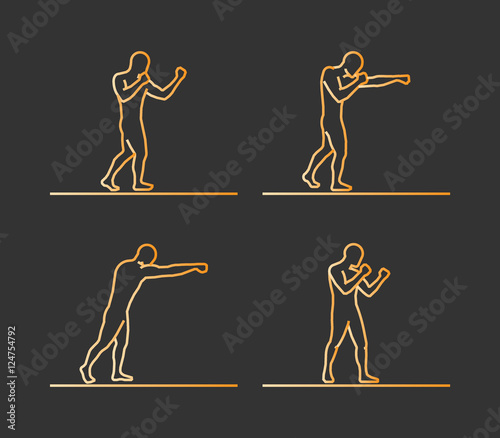 Gold silhouettes of boxing.