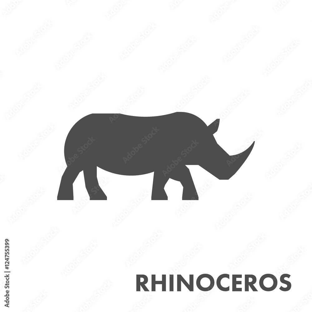 Black vector figure of rhino.