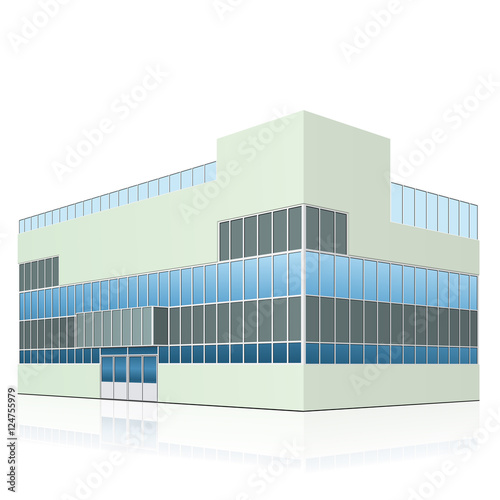 office building with an entrance and reflection
