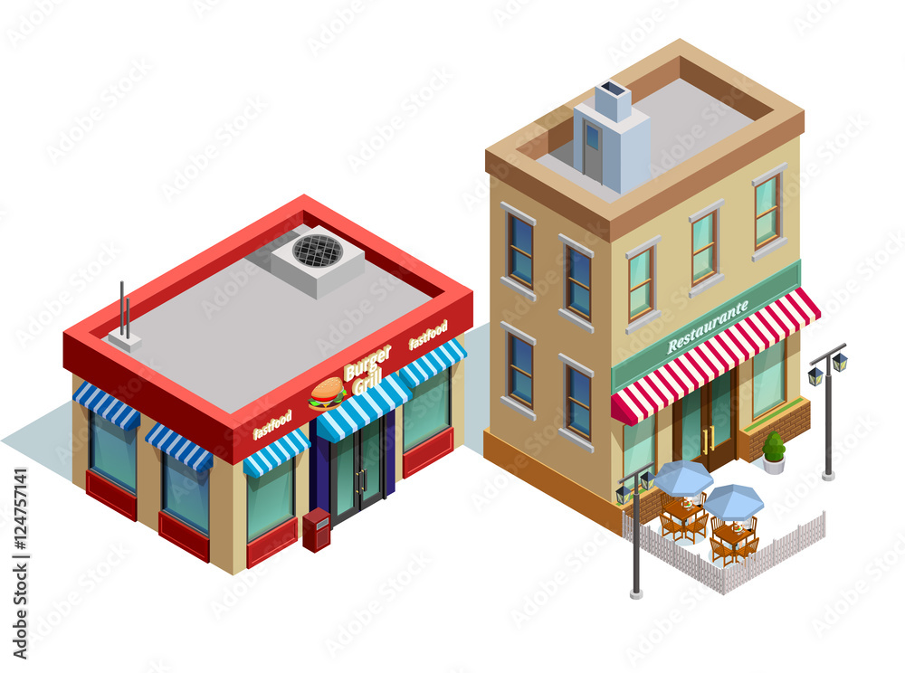  Restaurant Buildings Composition 