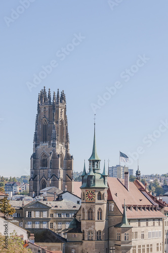 Fribourg, Stadt, Altstadt, Freiburg, Kathedrale, Saint-Nicolas, Rathaus, Altstadthäuser, historische Häuser, Sommer, Herbst, Schweiz