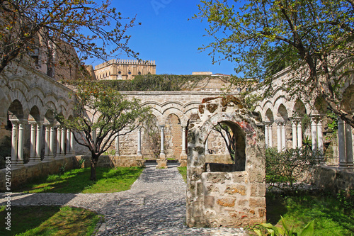 Italy. Sicily island. Palermo city. The monastery courtyard (clo photo