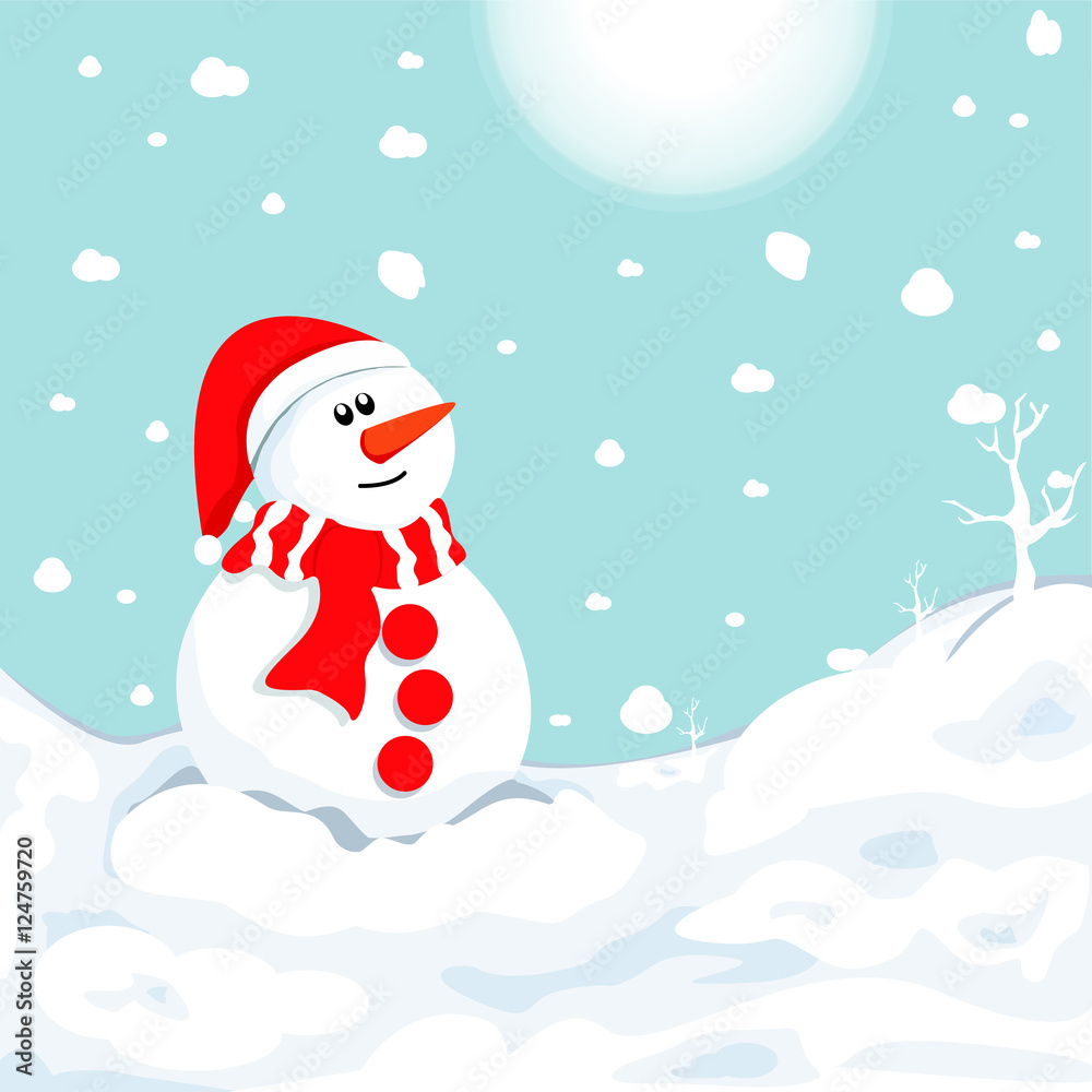 snowman in winter. Christmas symbol. snowman in winter. Christmas symbol.