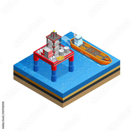 OIl Industry Offshore Platform Isometric Image