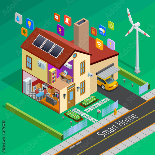 Internet Of Things Home Isometric Poster 