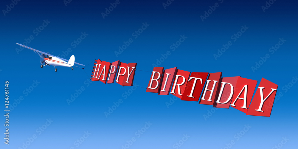Happy Birthday on airplane diagonal Stock Illustration | Adobe Stock