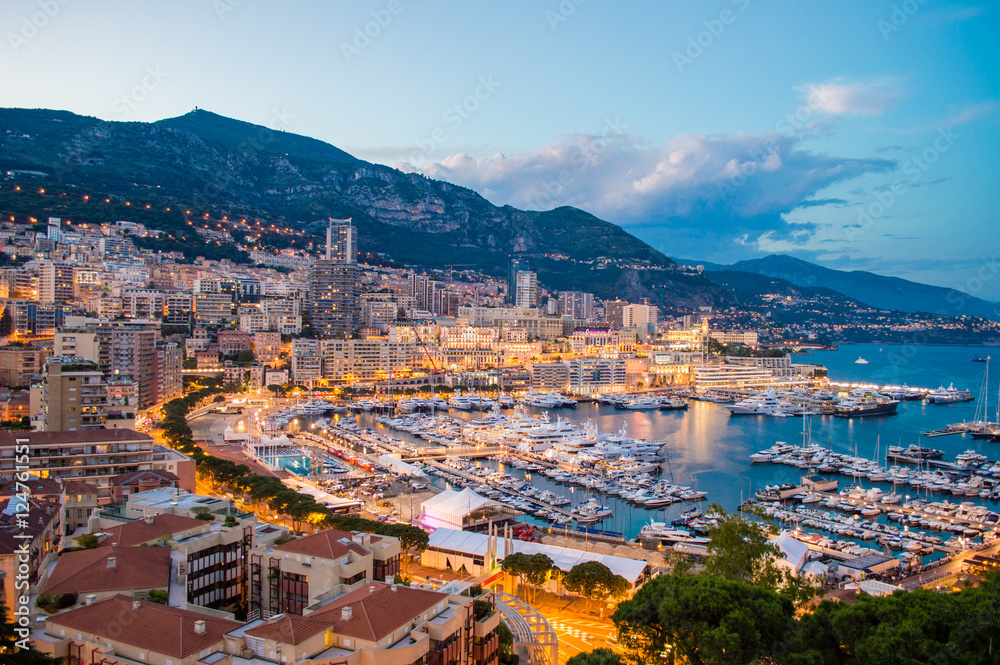 Monaco evening cityscape