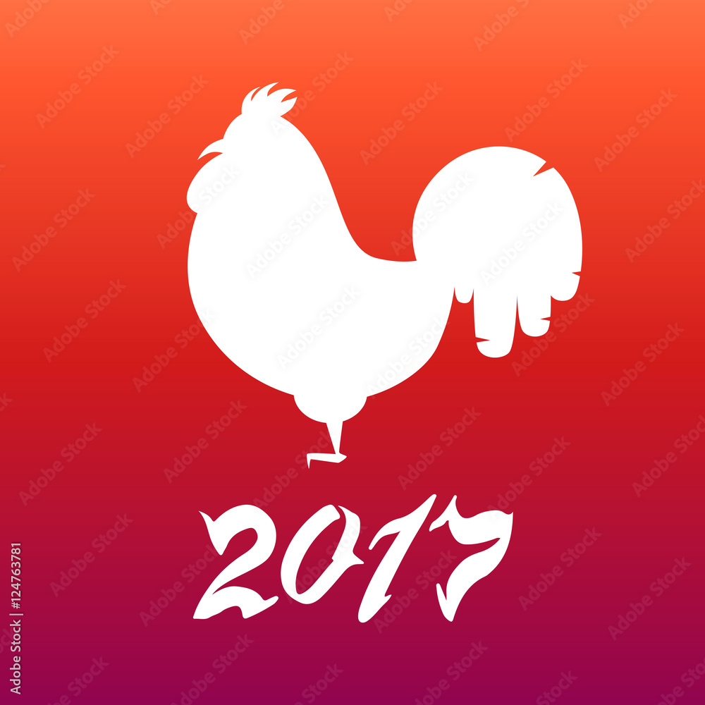 New Year 2017 red rooster silhouette New Year 2017 red rooster silhouette