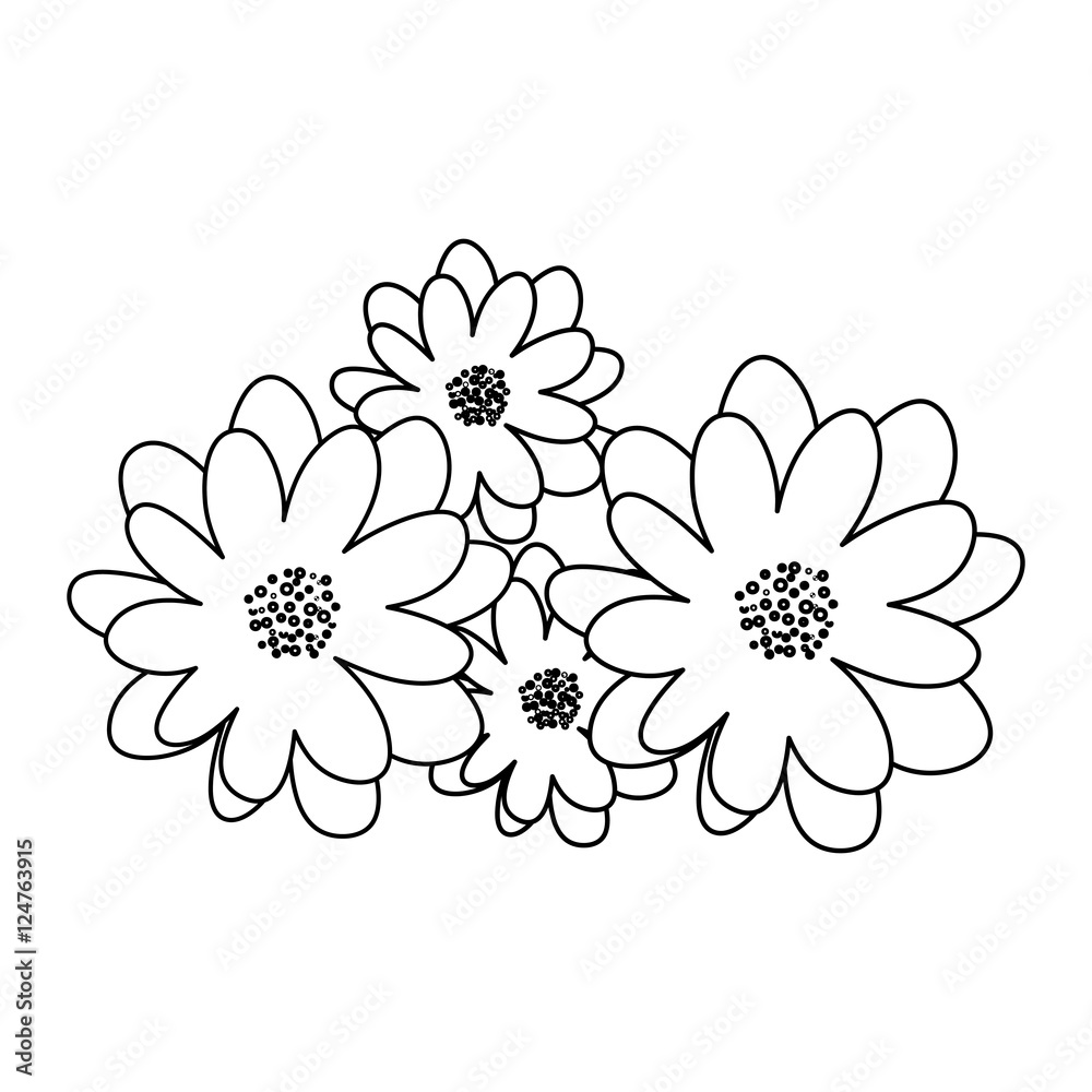 icon flowers with leaves icon over white background. Nature floral garden and decoration theme.