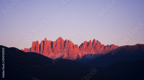 red fire sunset in Alps