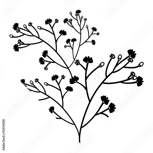 silhouette of branches with leaves frame over white background. Nature floral garden and decoration theme.vector illustration
