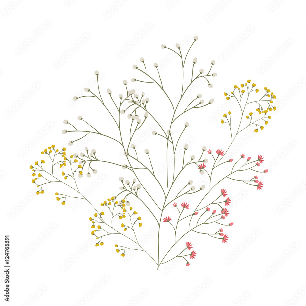 branches with Leaves and flowers icon. Nature floral garden and decoration theme. Isolated design. Vector illustration