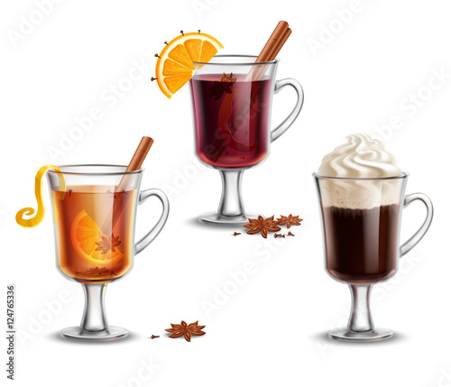 Mulled wine isolated on white background.