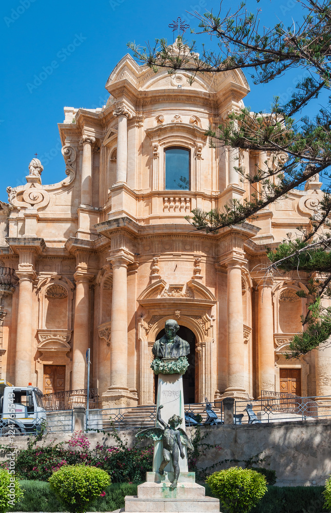 The facade of the church of St. Dominic - a magnificent specimen Sicilian Baroque in Noto, Sicily
