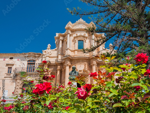The facade of the church of St. Dominic - a magnificent specimen Sicilian Baroque in Noto, Sicily