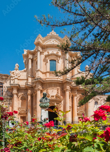 The facade of the church of St. Dominic - a magnificent specimen Sicilian Baroque in Noto, Sicily photo