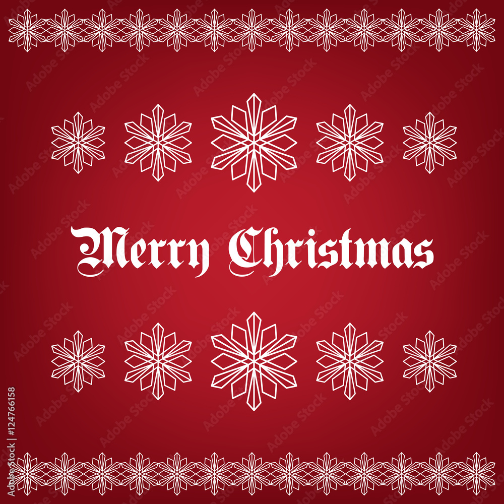 White snowflakes on a red background. Merry Christmas card White snowflakes on a red background. Merry Christmas card
