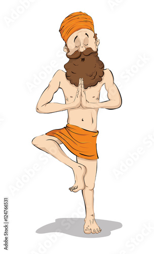Yogi in orange turban.