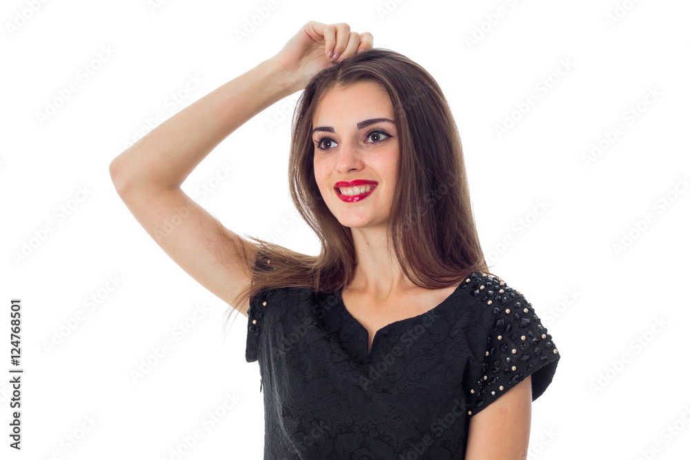 cheerful girl smiling in studio cheerful girl smiling in studio