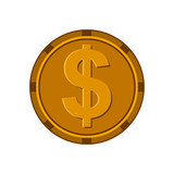 gold coin icon over white background. money design. vector illustration