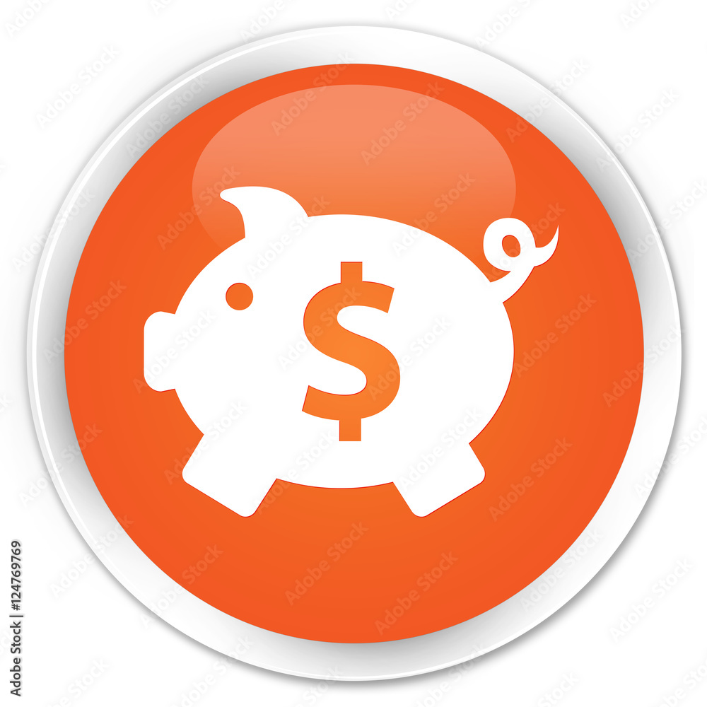 Piggy bank (dollar sign) icon orange glossy round button Piggy bank (dollar sign) icon orange glossy round button