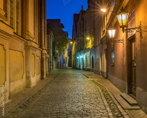Early in the morning in old Riga, Latvia