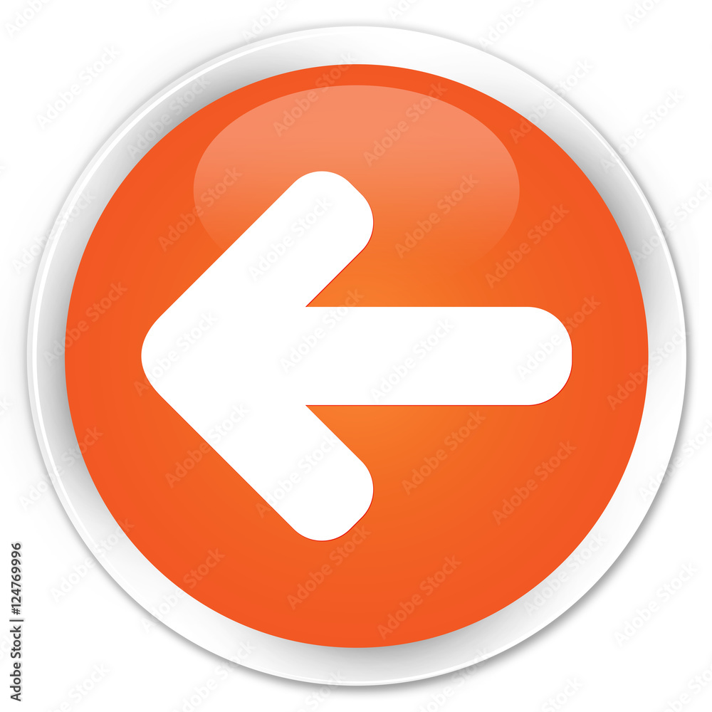 Back arrow icon orange glossy round button Back arrow icon orange glossy round button