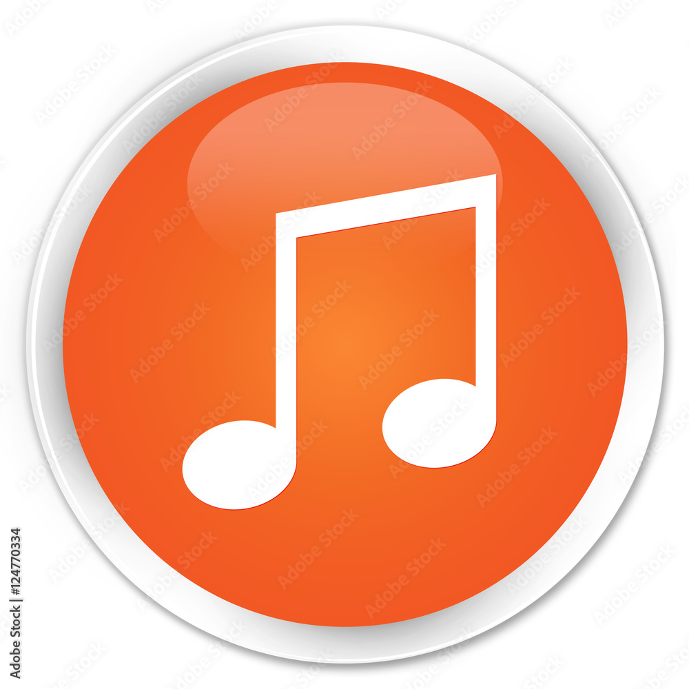 Music icon orange glossy round button Music icon orange glossy round button
