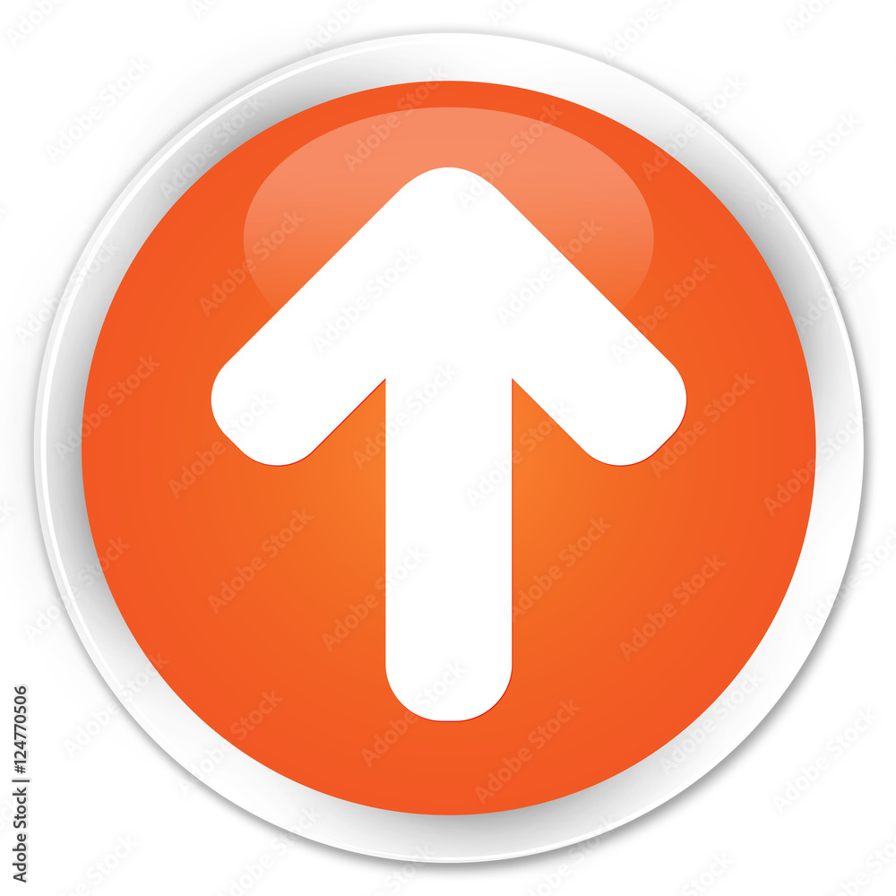 Upload arrow icon orange glossy round button Upload arrow icon orange glossy round button