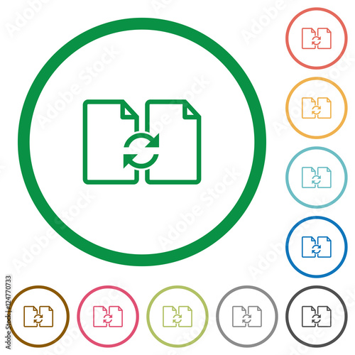 Swap documents flat icons with outlines