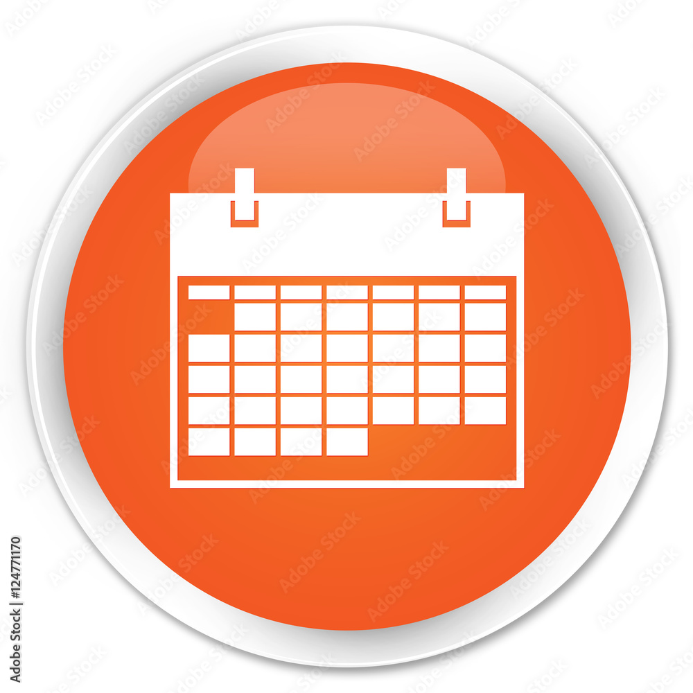 Calendar icon orange glossy round button Calendar icon orange glossy round button