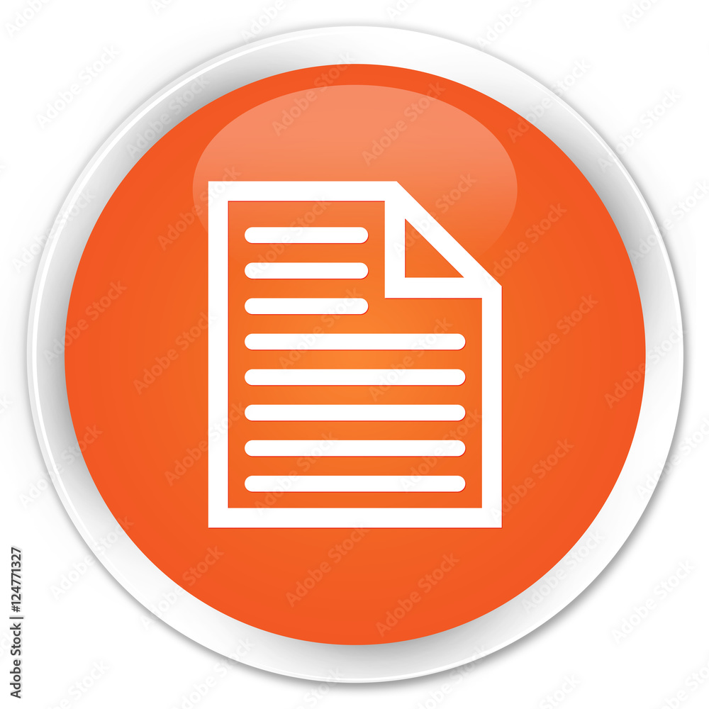 Document page icon orange glossy round button Document page icon orange glossy round button