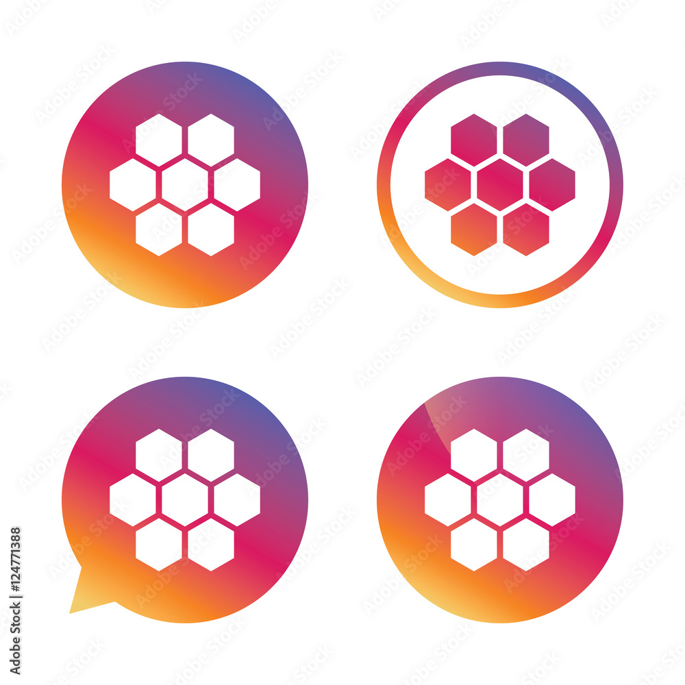 Honeycomb sign icon. Honey cells symbol. Honeycomb sign icon. Honey cells symbol.