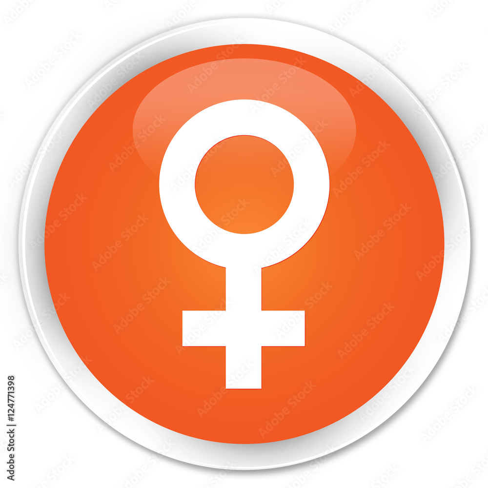 Female sign icon orange glossy round button Female sign icon orange glossy round button