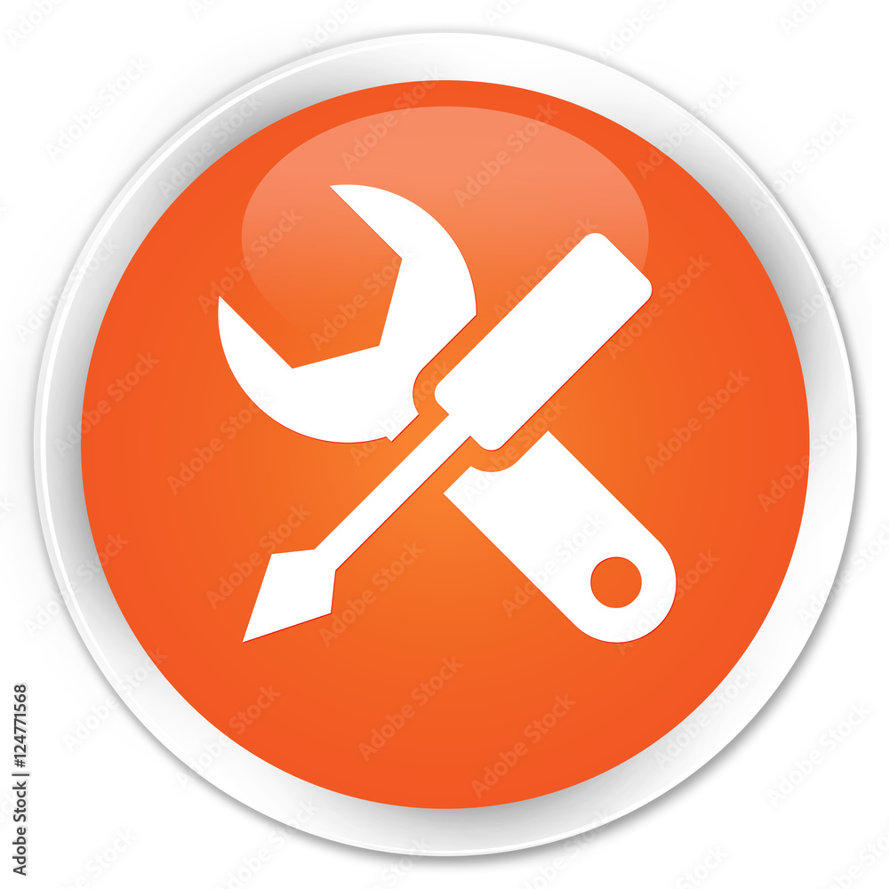 Settings icon orange glossy round button Settings icon orange glossy round button