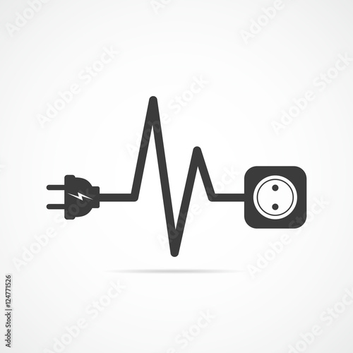Extension cord in the form of heartbeat. Vector illustration.