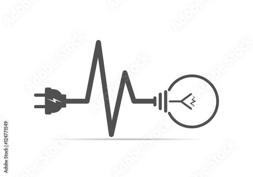 Wire plug and light bulb flat icon. Vector illustration